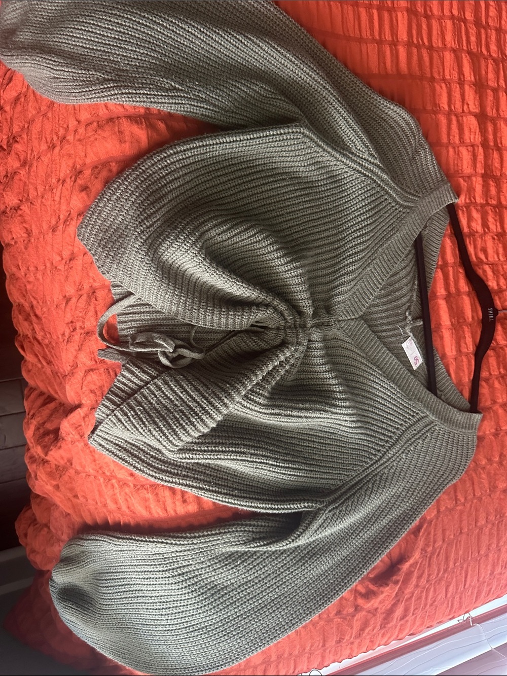 SO Olive Green Ribbed V-Neck Sweater